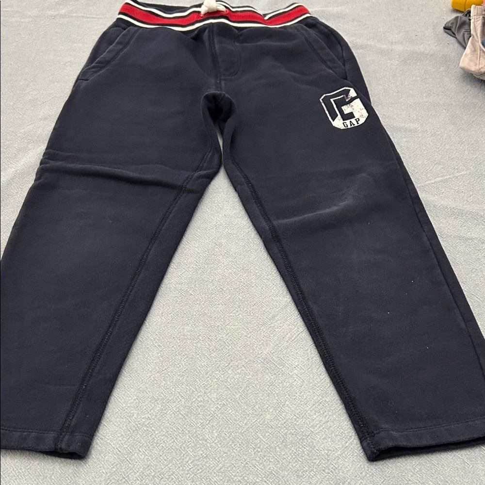 GAP Navy Sweatpants with Red & White Striped Waistband